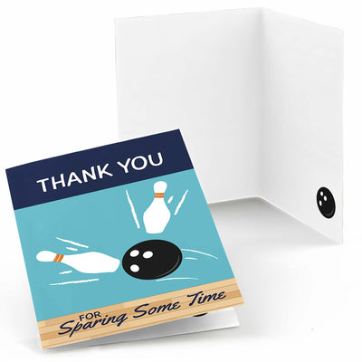 Strike Up the Fun - Bowling - Baby Shower or Birthday Party Thank You Cards - 8 ct