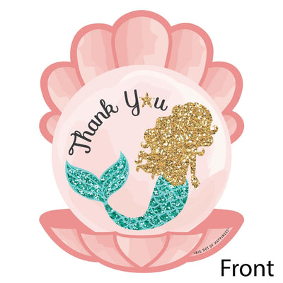 Let's Be Mermaids - Shaped Thank You Cards - Baby Shower or Birthday Party Thank You Note Cards with Envelopes - Set of 12