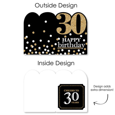 Adult 30th Birthday - Gold - Happy Birthday Giant Greeting Card - Big Shaped Jumborific Card - 16.5 x 22 inches