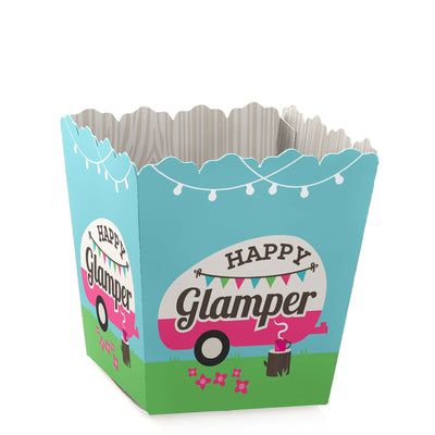 Let's Go Glamping - Party Mini Favor Boxes - Camp Glamp Party or Birthday Party Treat Candy Boxes - Set of 12