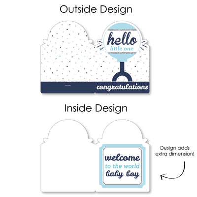 Hello Little One - Blue and Silver - Congratulations Giant Greeting Card - Big Shaped Jumborific Card - 16.5 x 22 inches