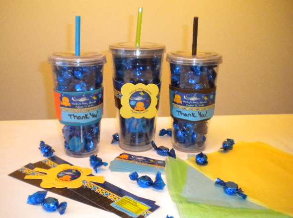 Baby Shower Game Prize Idea: Plastic Water Bottles Filled with Treats!