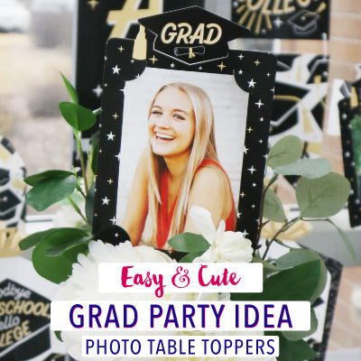 Easy & Cute Graduation Party Idea: Photo Table Toppers