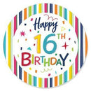 16th Birthday - Cheerful Happy Birthday - Colorful Birthday Party Theme
