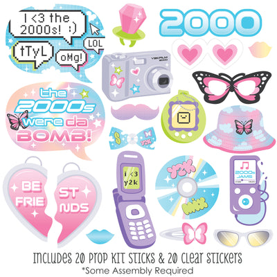 00s Y2K - 2000s Party Photo Booth Props Kit - 20 Count
