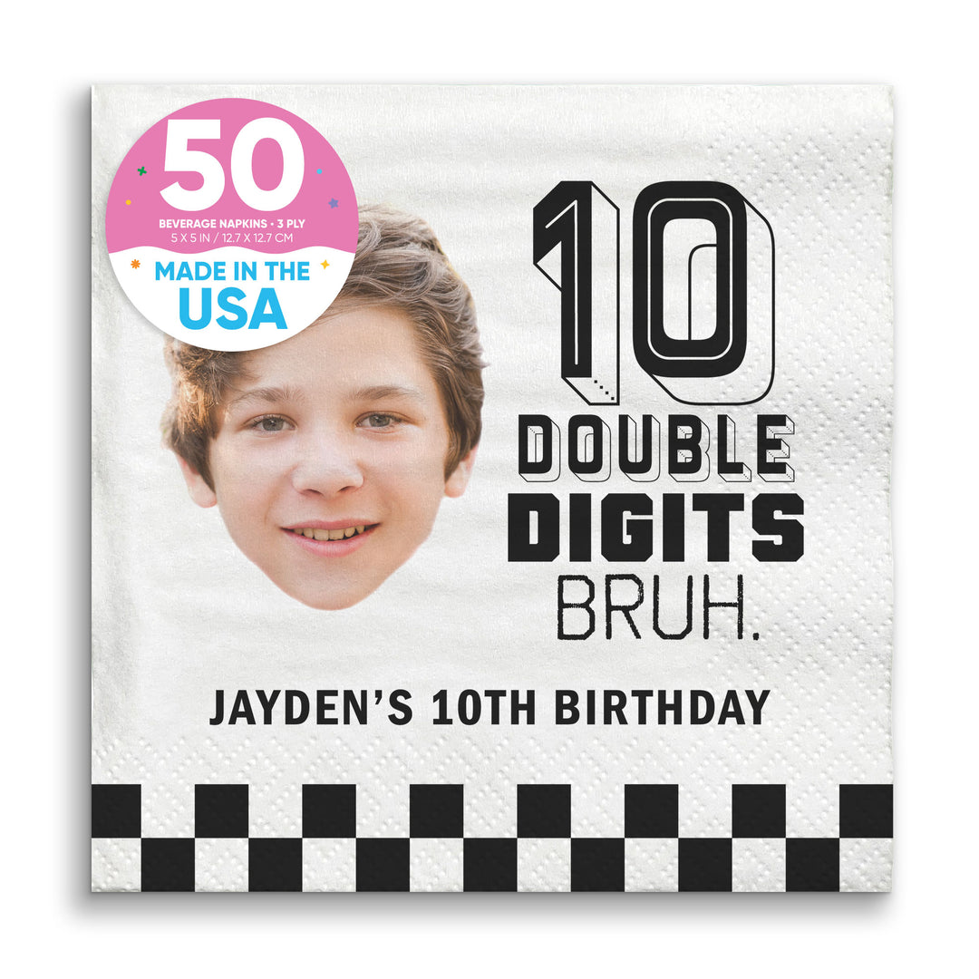 Custom Face Napkins - 10th Birthday Bruh