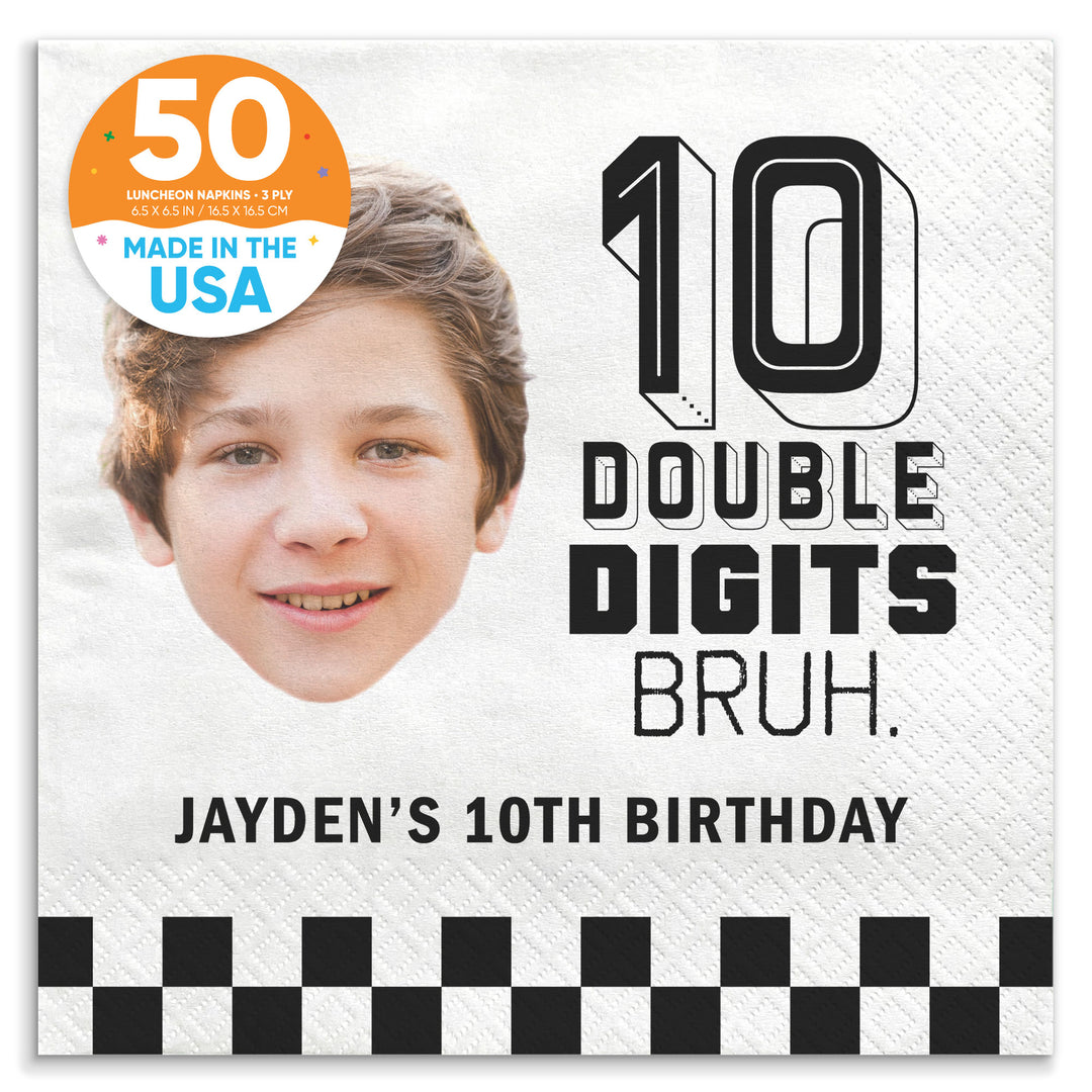 Custom Face Napkins - 10th Birthday Bruh