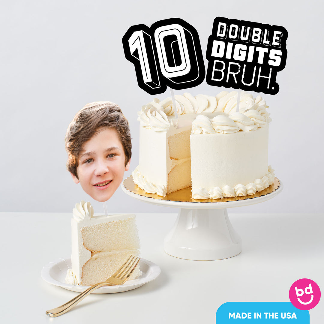 custom topper displayed on birthday cake