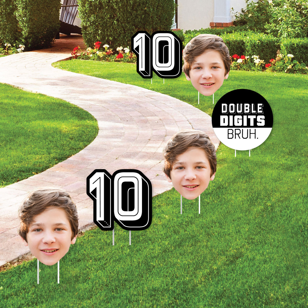 yard signs displayed outside birthday party home