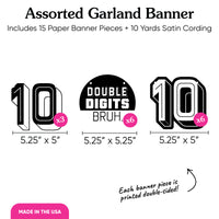 Assorted Garland Banner with product details on a white background