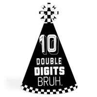 10th Birthday Bruh cone party hats black white