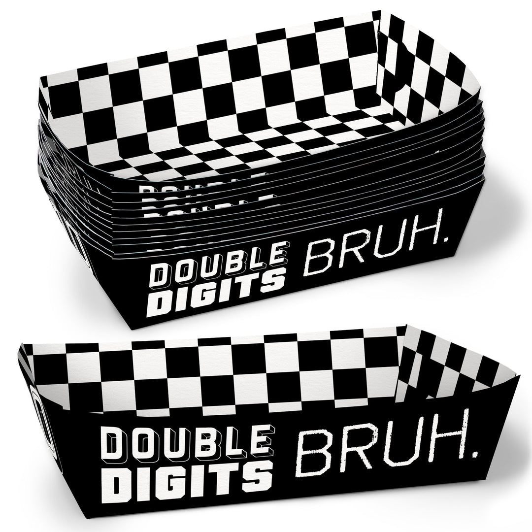 10th Birthday Bruh paper food trays checkered design