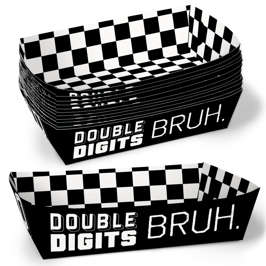10th Birthday Bruh paper food trays checkered design