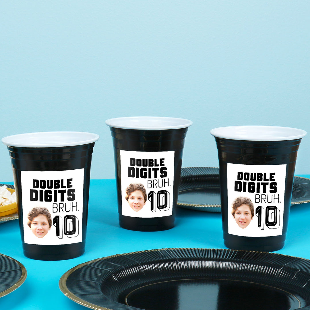 party cups styled on drink table boys birthday party