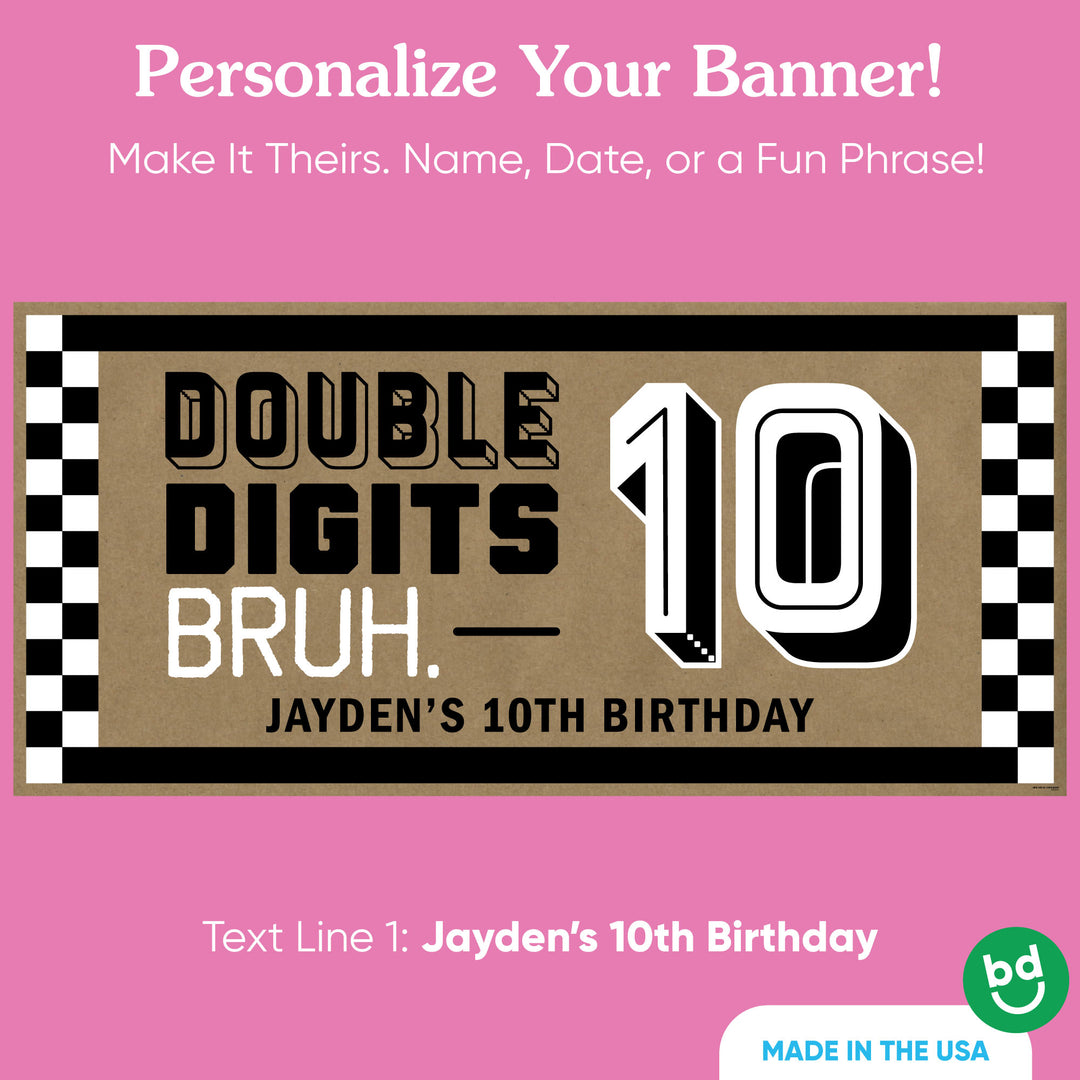 custom banner design close-up double digits bruh lettering