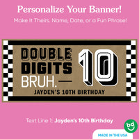 custom banner design close-up double digits bruh lettering