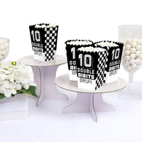 Double Digits Bruh popcorn box front design checkered pattern