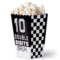 10th Birthday Bruh popcorn boxes black white party favor containers