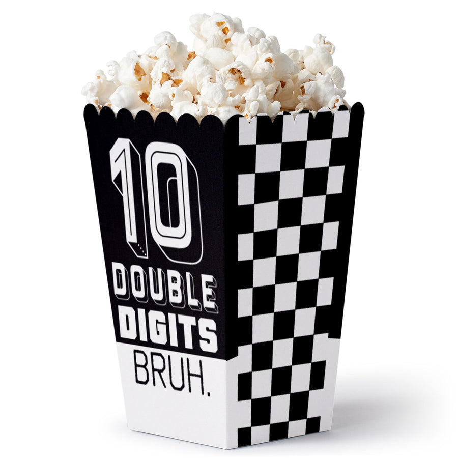 10th Birthday Bruh popcorn boxes black white party favor containers