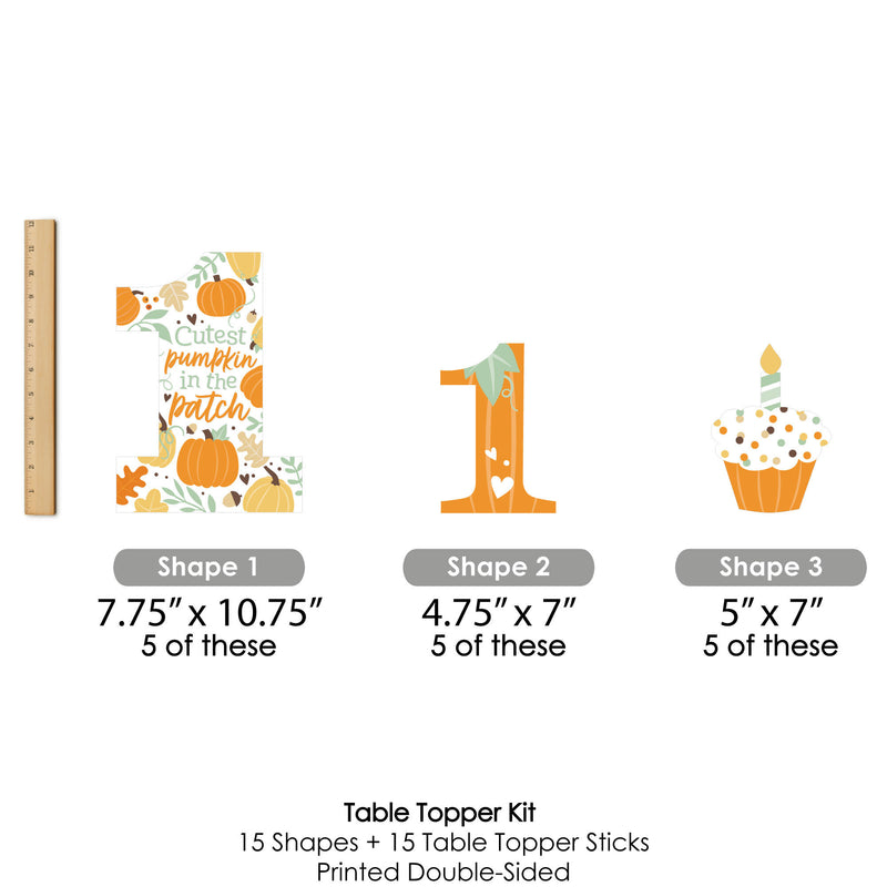 1st Birthday Little Pumpkin - Fall First Birthday Party Centerpiece Sticks - Table Toppers - Set of 15