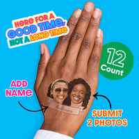 Custom Double Fun Face Temporary Tattoos With Text - 12 Ct