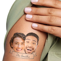 Custom Double Fun Face Temporary Tattoos With Text - 12 Ct