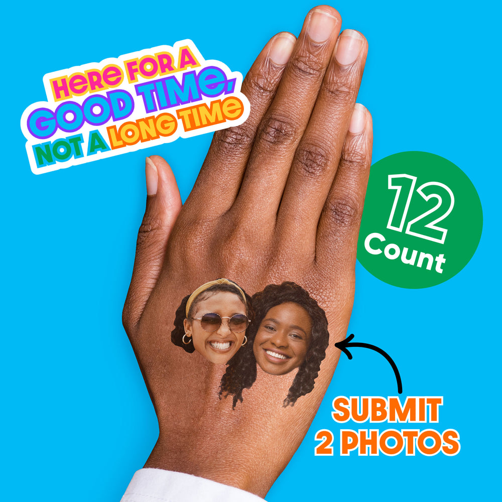 Custom Double Fun Face Temporary Tattoos - 12 Ct