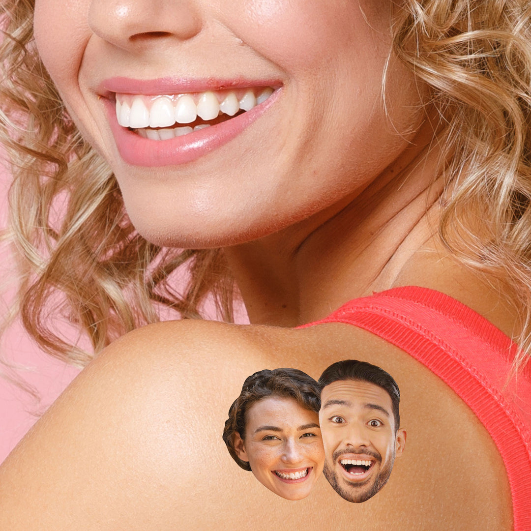 Custom Double Fun Face Temporary Tattoos - 12 Ct