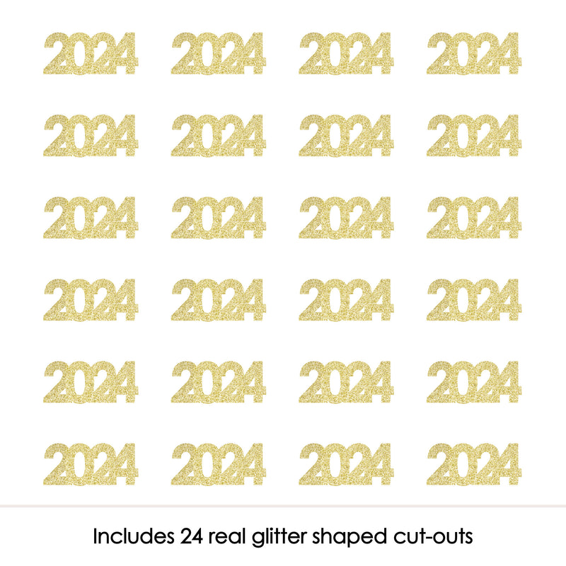 Gold Glitter 2024 - No-Mess Real Gold Glitter Cut-Out Numbers - New Year&