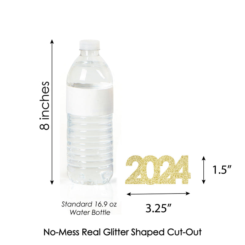 Gold Glitter 2024 - No-Mess Real Gold Glitter Cut-Out Numbers - New Year&