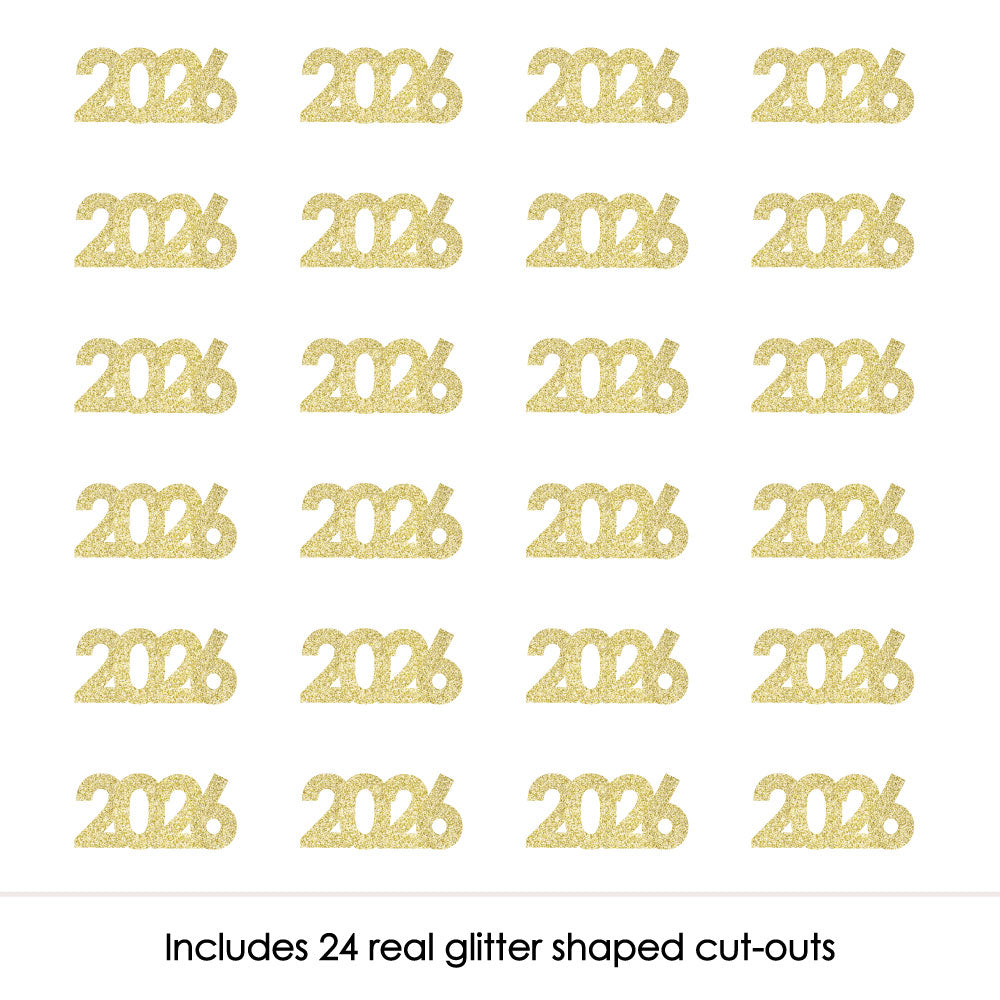 Big Dot Of Happiness Gold Glitter Number 2 Cut-Outs - 24 Piece Birthday Confetti Set