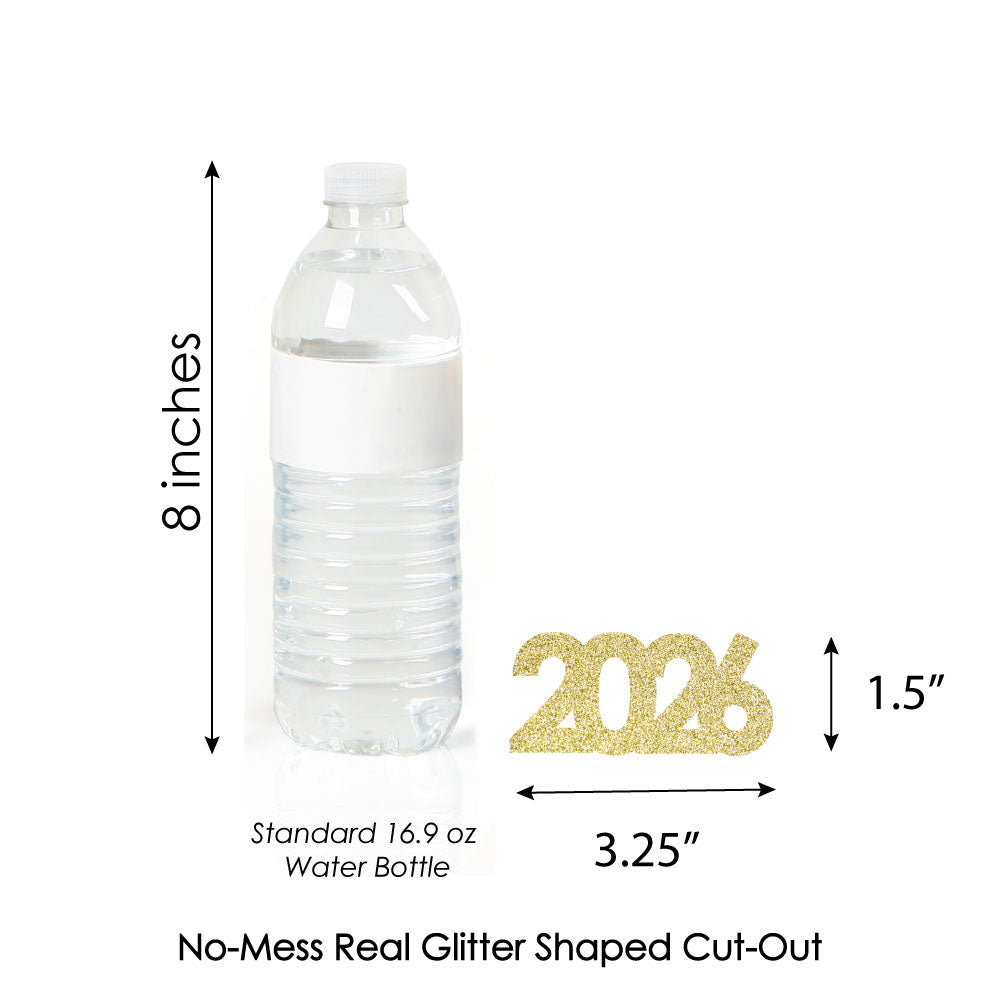 Gold Glitter 2026 - No-Mess Real Gold Glitter Cut-Out Numbers - New Year's Eve Party Confetti - Set of 24