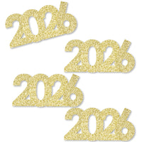 Gold Glitter 2026 - No-Mess Real Gold Glitter Cut-Out Numbers - New Year's Eve Party Confetti - Set of 24
