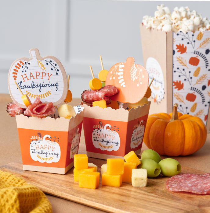 Happy Thanksgiving - Party Mini Favor Boxes - Fall Harvest Party Treat Candy Boxes - Set of 12