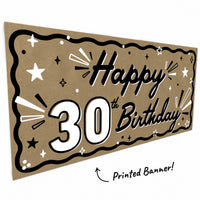 Hand painted style Happy 30th Birthday banner close-up