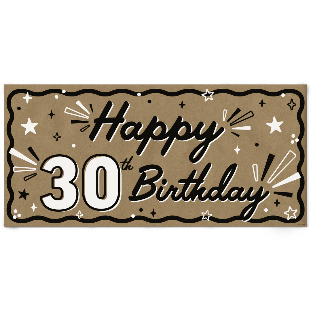 Happy 30th Birthday kraft paper banner party backdrop