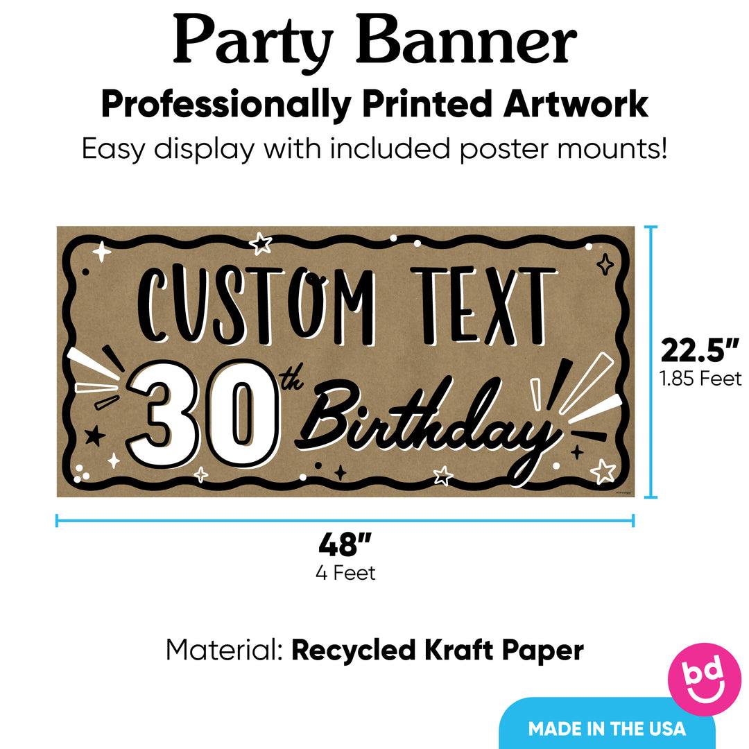 30th birthday banner with 8 poster mounts included