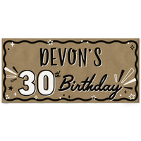 Personalized 30th birthday kraft paper banner backdrop