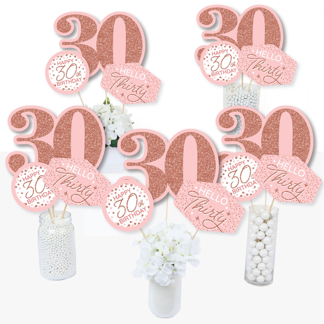 Adult 30th Birthday - Gold - Birthday Party Centerpiece Sticks - Table Toppers - Set of 15