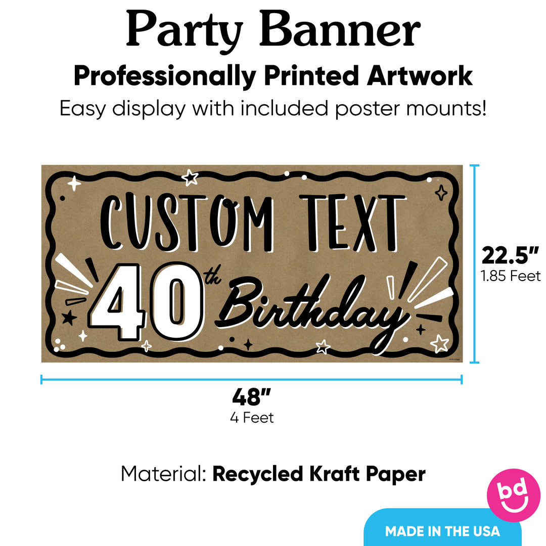 40th birthday banner rolled with included poster mounts