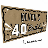 Bold 40th and script Birthday design on brown kraft paper