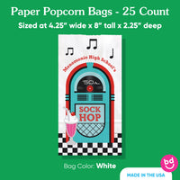 Custom Text Popcorn Bag - 50’s Sock Hop - 25 Ct