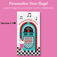 Custom Text Popcorn Bag - 50’s Sock Hop - 25 Ct