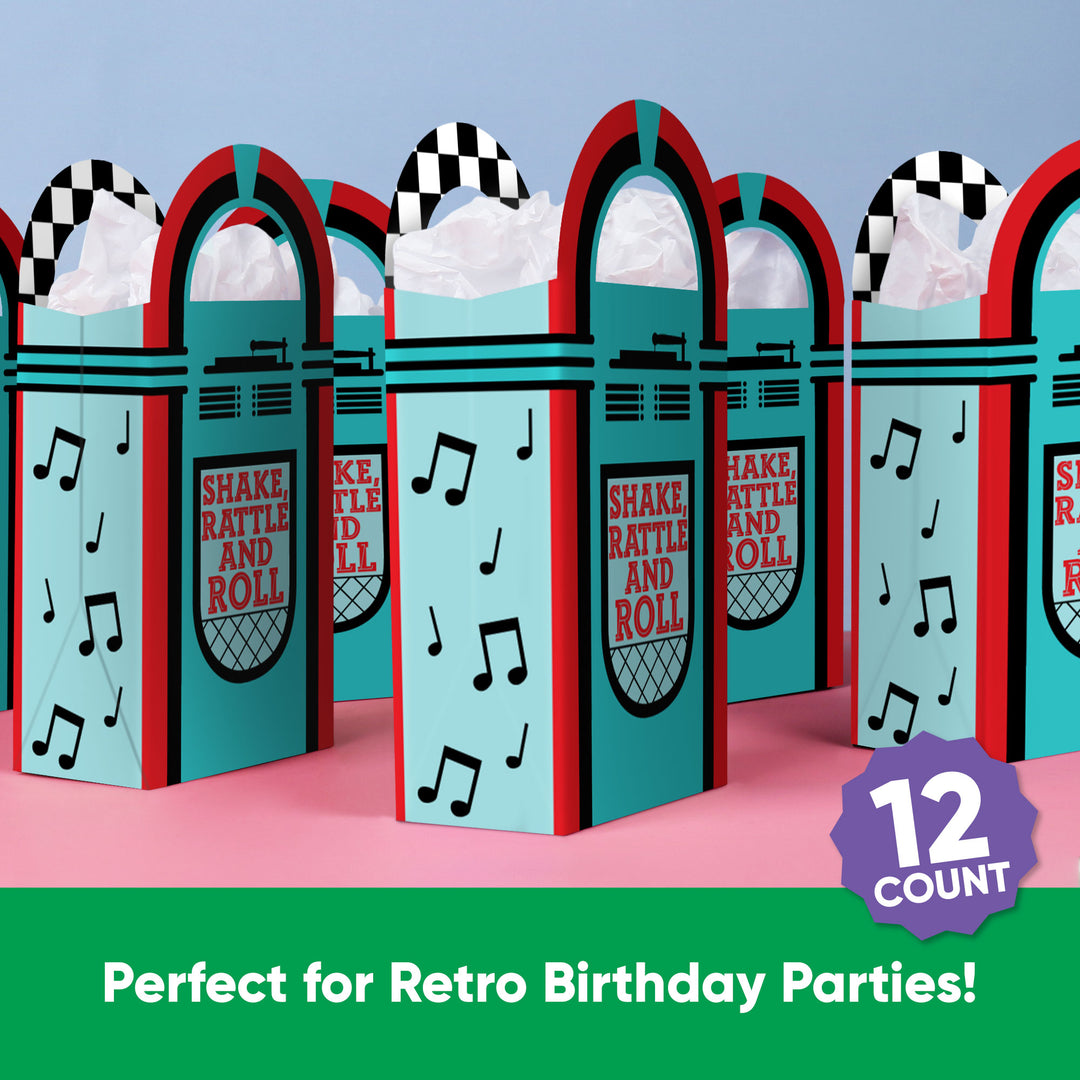 1950s Sock Hop Paper Favor Bags - 12 Ct