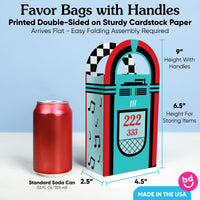 Custom Text 1950s Sock Hop Paper Favor Bags - 12 Ct