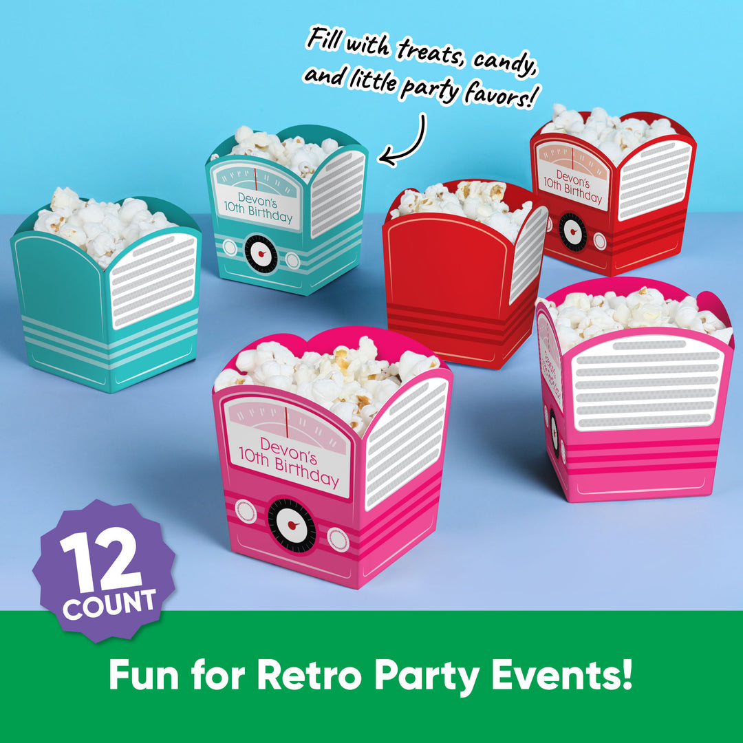 Custom Text 50s Sock Hop Treat Boxes - 12 Ct