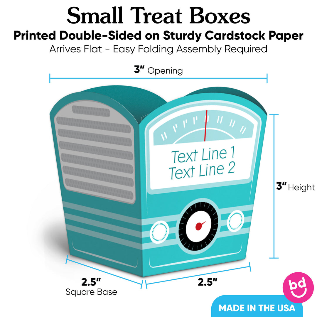 Custom Text 50s Sock Hop Treat Boxes - 12 Ct