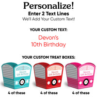 Custom Text 50s Sock Hop Treat Boxes - 12 Ct