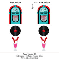 50's Sock Hop - 1950s Rock N Roll Party Centerpiece Sticks - Table Toppers - Set of 15