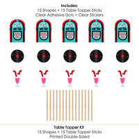 50's Sock Hop - 1950s Rock N Roll Party Centerpiece Sticks - Table Toppers - Set of 15